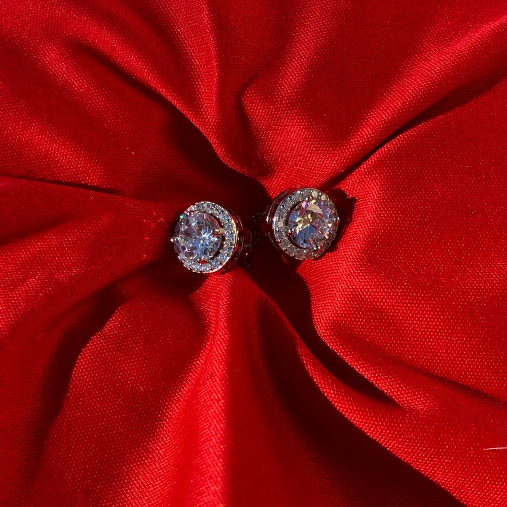 NEW Diamond Halo Stud Earrings
